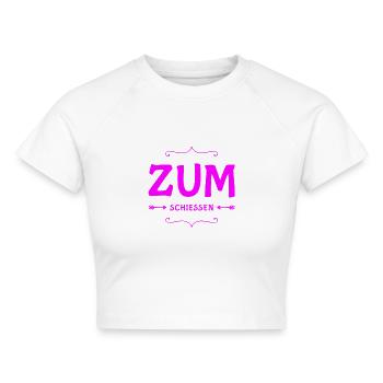 das ist zum schießen - Cropped Frauen Organic T-Shirt - Weiß - Vorne - AI Model Female 172 dark (172cm)