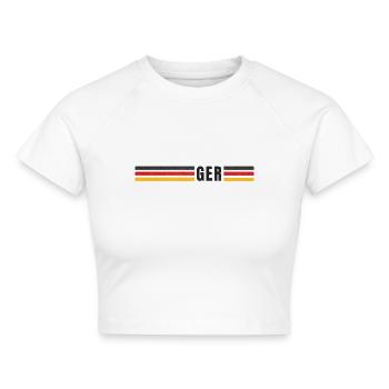 GER Deutschland streifen EM WM Sport Fußball - Cropped Frauen Organic T-Shirt - Weiß - Vorne - AI Model Female 172 dark (172cm)