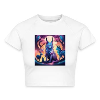 Fabelwesen Luchs - Cropped Frauen Organic T-Shirt - Weiß - Vorne - AI Model Female 172 dark (172cm)