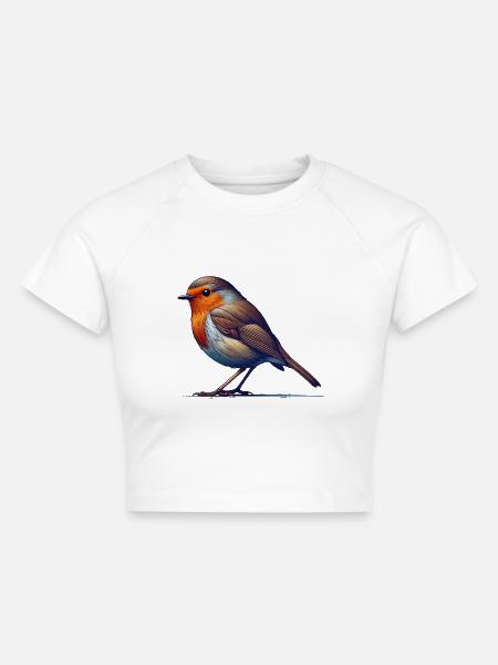 Rotkehlchen - Cropped Frauen Organic T-Shirt - Weiß