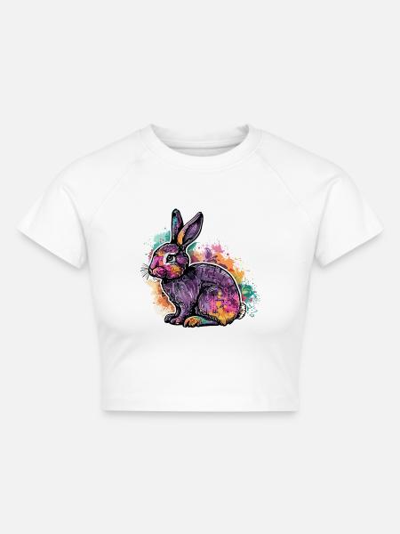 Ostern Osterhase Feldhase - Cropped Frauen Organic T-Shirt - Weiß