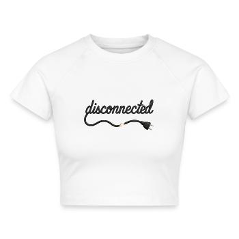 Disconnected – Kabelschrift mit abgetrenntem Steck - Cropped Frauen Organic T-Shirt - Weiß - Vorne - AI Model Female 172 dark (172cm)