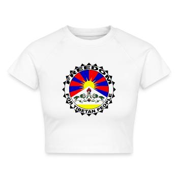 Free Tibet - Cropped Frauen Organic T-Shirt - Weiß - Vorne - AI Model Female 172 dark (172cm)