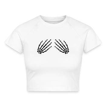 skelet_hand_vector - Cropped Frauen Organic T-Shirt - Weiß - Vorne - AI Model Female 172 dark (172cm)