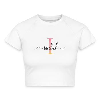 I | Monogramm | Name | Isabel |Watercolor - Cropped Frauen Organic T-Shirt - Weiß - Vorne - AI Model Female 172 dark (172cm)