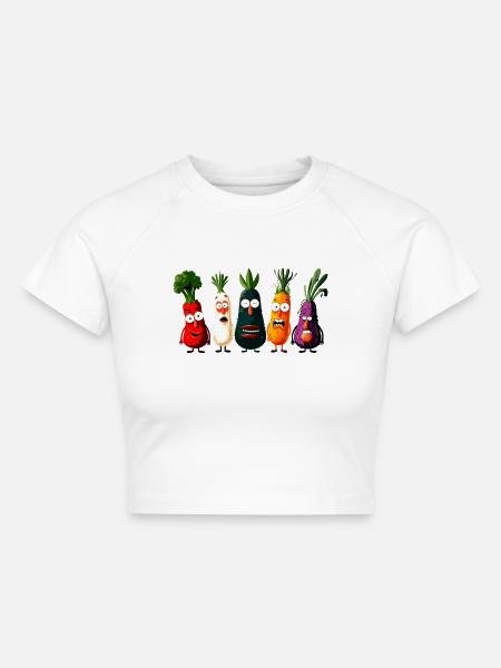 Gemüse - Cropped Frauen Organic T-Shirt - Weiß