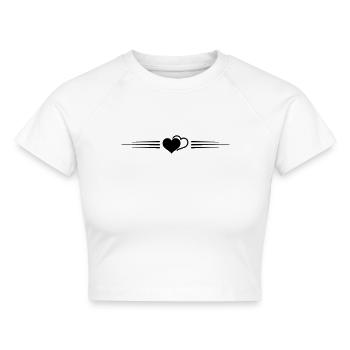 Herzen Symbol Linie - Cropped Frauen Organic T-Shirt - Weiß - Vorne - AI Model Female 172 dark (172cm)