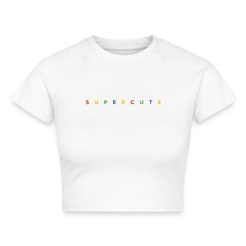 supercute Schriftzug mit bunten Buchstaben - Cropped Frauen Organic T-Shirt - Weiß - Vorne - AI Model Female 172 dark (172cm)