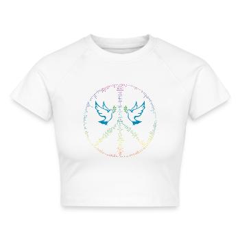 Frieden in allen Sprachen der Welt - Cropped Frauen Organic T-Shirt - Weiß - Vorne - AI Model Female 172 dark (172cm)