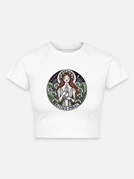 Imbolc Pagan Sabbat Kunst - Cropped Frauen Organic T-Shirt - Weiß