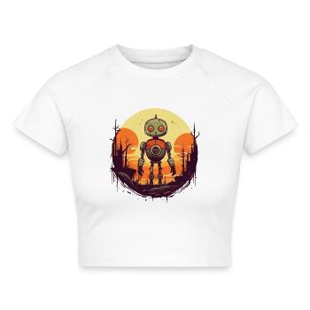 Robot - Cropped Frauen Organic T-Shirt - Weiß - Vorne - AI Model Female 172 dark (172cm)