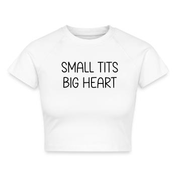 small tits big heart - Cropped Frauen Organic T-Shirt - Weiß - Vorne - AI Model Female 172 dark (172cm)
