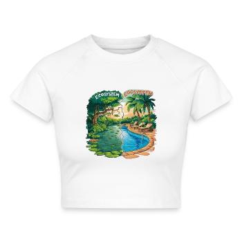 Ökosystem vs. Egosystem Umweltfreundliche Botschaft - Cropped Frauen Organic T-Shirt - Weiß - Vorne - AI Model Female 172 dark (172cm)