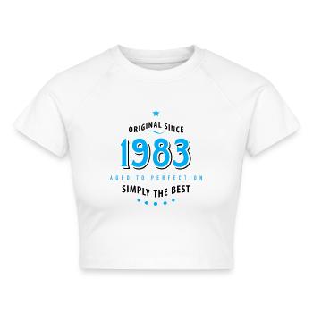 Original seit 1983 Geburtstag simply the best Star - Cropped Frauen Organic T-Shirt - Weiß - Vorne - AI Model Female 172 dark (172cm)