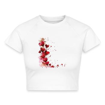 Herzen Herzmotiv Rot Liebe Romantisch Valentinstag - Cropped Frauen Organic T-Shirt - Weiß - Vorne - AI Model Female 172 dark (172cm)