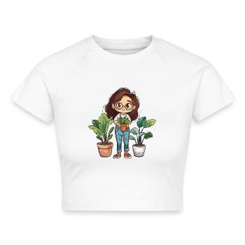 Pflanzen Plant Lady Frau Mädchen I Love Plants - Cropped Frauen Organic T-Shirt - Weiß - Vorne - AI Model Female 172 dark (172cm)