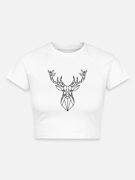 Hirsch - Cropped Frauen Organic T-Shirt - Weiß