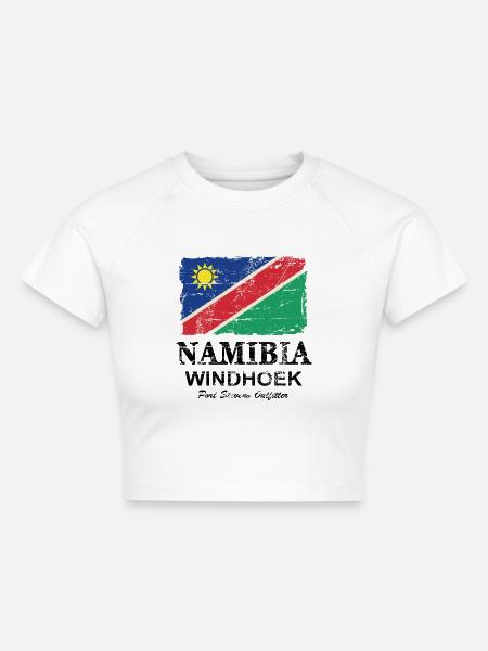 Namibia Flag - Cropped Frauen Organic T-Shirt - Weiß