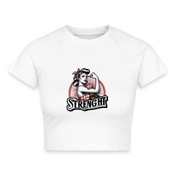 Stärke starke Frau Rockabilly Geschenk - Cropped Frauen Organic T-Shirt - Weiß - Vorne - AI Model Female 172 dark (172cm)