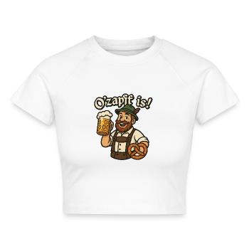 O’zapft is Bayern Bierfest Design - Cropped Frauen Organic T-Shirt - Weiß - Vorne - AI Model Female 172 dark (172cm)