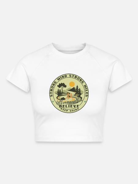 Ultramarathon Traillrunnermotiv  - Cropped Frauen Organic T-Shirt - Weiß