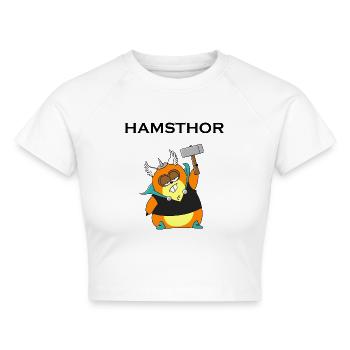 Hamsthor - Cropped Frauen Organic T-Shirt - Weiß - Vorne - AI Model Female 172 dark (172cm)