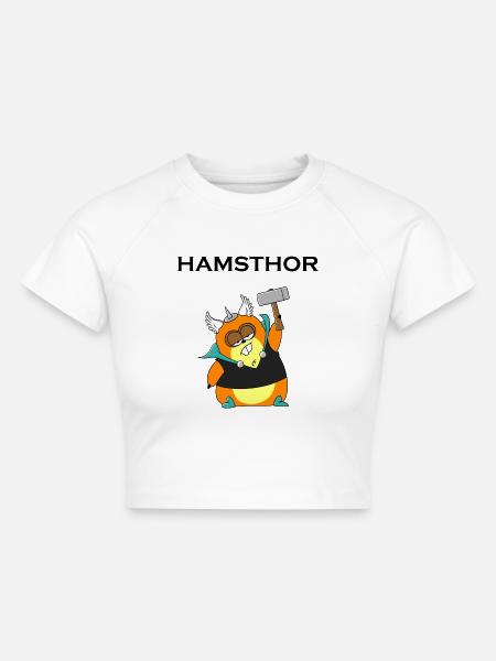 Hamsthor - Cropped Frauen Organic T-Shirt - Weiß