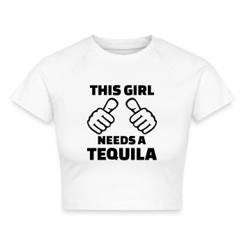 Tequila - Cropped Frauen Organic T-Shirt - Weiß - Vorne - AI Model Female 172 dark (172cm)