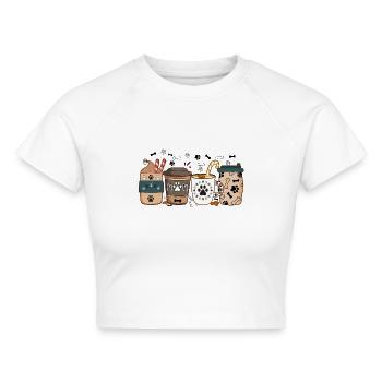 Hund Mama Kaffeeliebhaber, warmer gemütlicher Winter, Latte Iced - Cropped Frauen Organic T-Shirt - Weiß - Vorne - AI Model Female 172 dark (172cm)