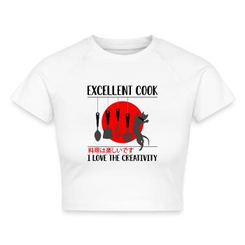 kreativer Koch kocht Gourmet Hobbykoch Chefkoch - Cropped Frauen Organic T-Shirt - Weiß - Vorne - AI Model Female 172 dark (172cm)