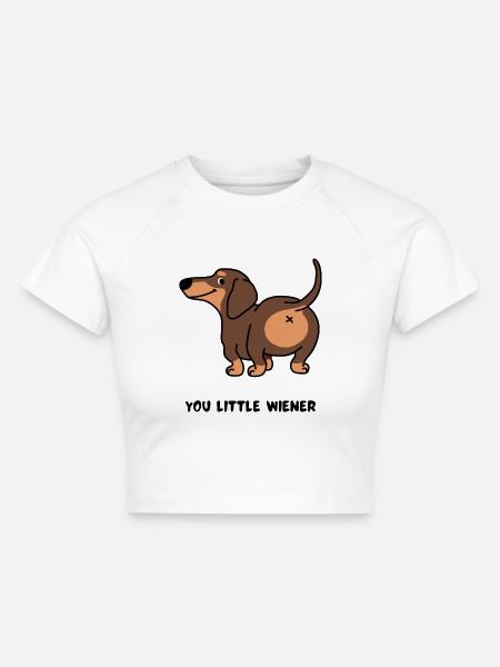 You Little Wiener, Dackel - Cropped Frauen Organic T-Shirt - Weiß