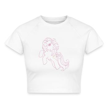 My Little Pony Retro Pony In Rosa Konturlinien - Cropped Frauen Organic T-Shirt - Weiß - Vorne - AI Model Female 172 dark (172cm)