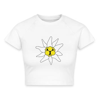 Edelweiss - Cropped Frauen Organic T-Shirt - Weiß - Vorne - AI Model Female 172 dark (172cm)