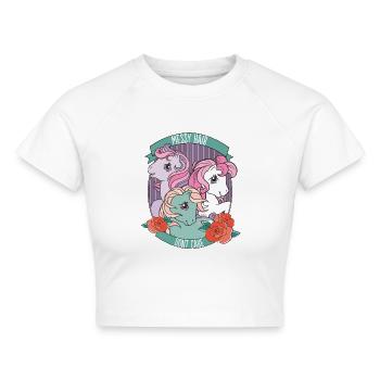 My Little Pony Retro Messy Hair Don't Care - Cropped Frauen Organic T-Shirt - Weiß - Vorne - AI Model Female 172 dark (172cm)