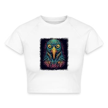 little penguin quote all designs fun emperor - Cropped Frauen Organic T-Shirt - Weiß - Vorne - AI Model Female 172 dark (172cm)
