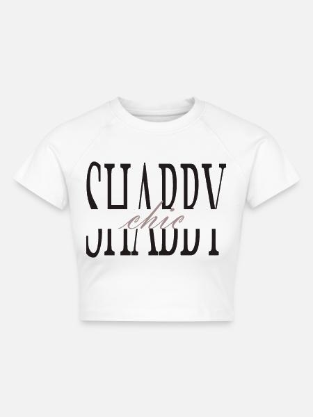 "Shabby Chic" - Cropped Frauen Organic T-Shirt - Weiß