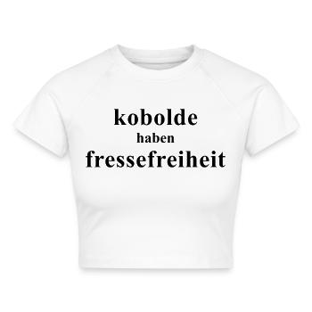 Kobolde haben Fressefreiheit - Cropped Frauen Organic T-Shirt - Weiß - Vorne - AI Model Female 172 dark (172cm)