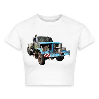 Kraz LKW schwere Zugmaschine Oldtimer - Cropped Frauen Organic T-Shirt - Weiß - Vorne - AI Model Female 172 dark (172cm)