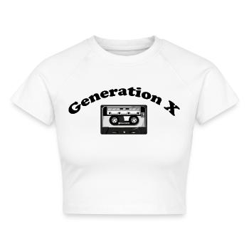 Generation X - Musikkassette - Cropped Frauen Organic T-Shirt - Weiß - Vorne - AI Model Female 172 dark (172cm)