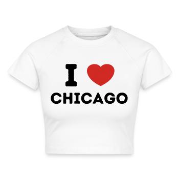 Ich liebe Chicago, Vereinigte Staaten - Cropped Frauen Organic T-Shirt - Weiß - Vorne - AI Model Female 172 dark (172cm)