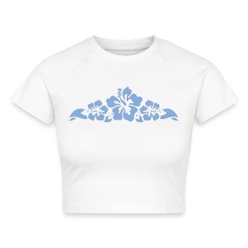 Hibiscus and Leaves - Light blue - Cropped Frauen Organic T-Shirt - Weiß - Vorne - AI Model Female 172 dark (172cm)