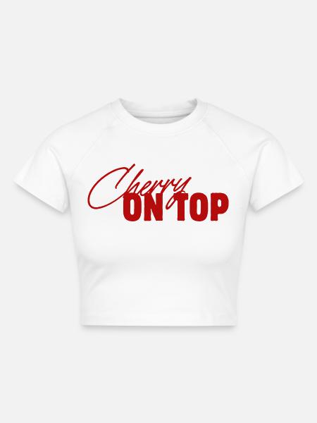 Cherry on top - Cropped Frauen Organic T-Shirt - Weiß
