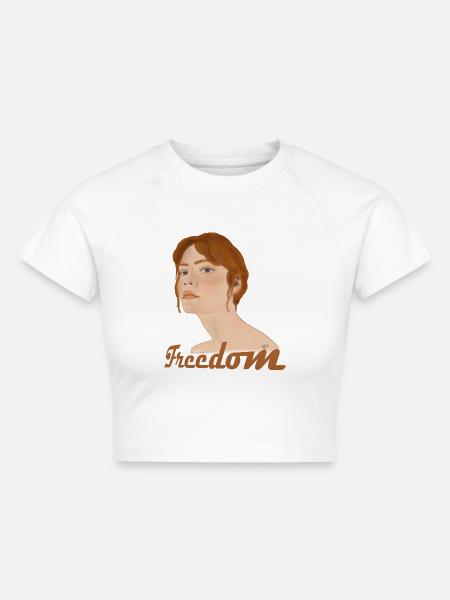 Freedom - Cropped Frauen Organic T-Shirt - Weiß