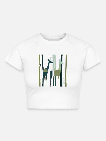 Hirschwald 3 - Cropped Frauen Organic T-Shirt - Weiß