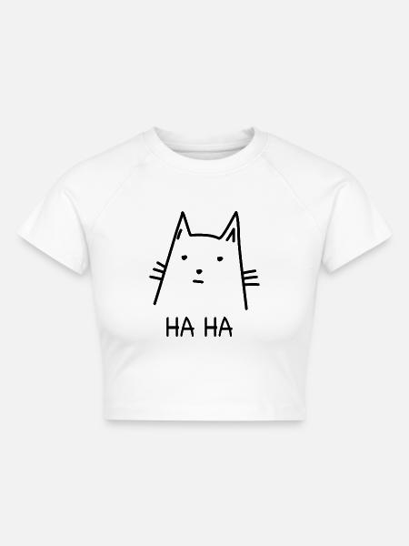 Katze Haha Katzenfreund Geschenk - Cropped Frauen Organic T-Shirt - Weiß