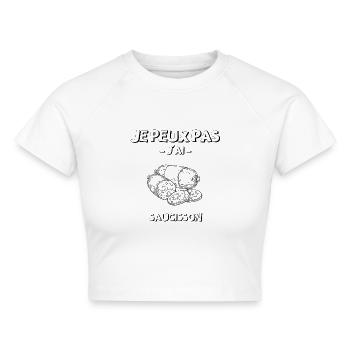 Ich kann, ich habe Wurst - Cropped Frauen Organic T-Shirt - Weiß - Vorne - AI Model Female 172 dark (172cm)