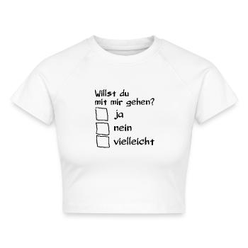 Willst du mit mir gehen? - Cropped Frauen Organic T-Shirt - Weiß - Vorne - AI Model Female 172 dark (172cm)