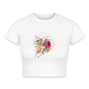 Rosen - Cropped Frauen Organic T-Shirt - Weiß - Vorne - AI Model Female 172 dark (172cm)