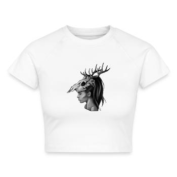 Madame Hirsch - Cropped Frauen Organic T-Shirt - Weiß - Vorne - AI Model Female 172 dark (172cm)