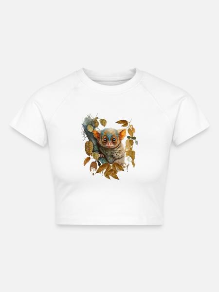 Koboldmaki - Cropped Frauen Organic T-Shirt - Weiß